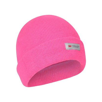 Bright Pink - Side - Mountain Warehouse Childrens-Kids Thinsulate Fleece Beanie & Gloves Set