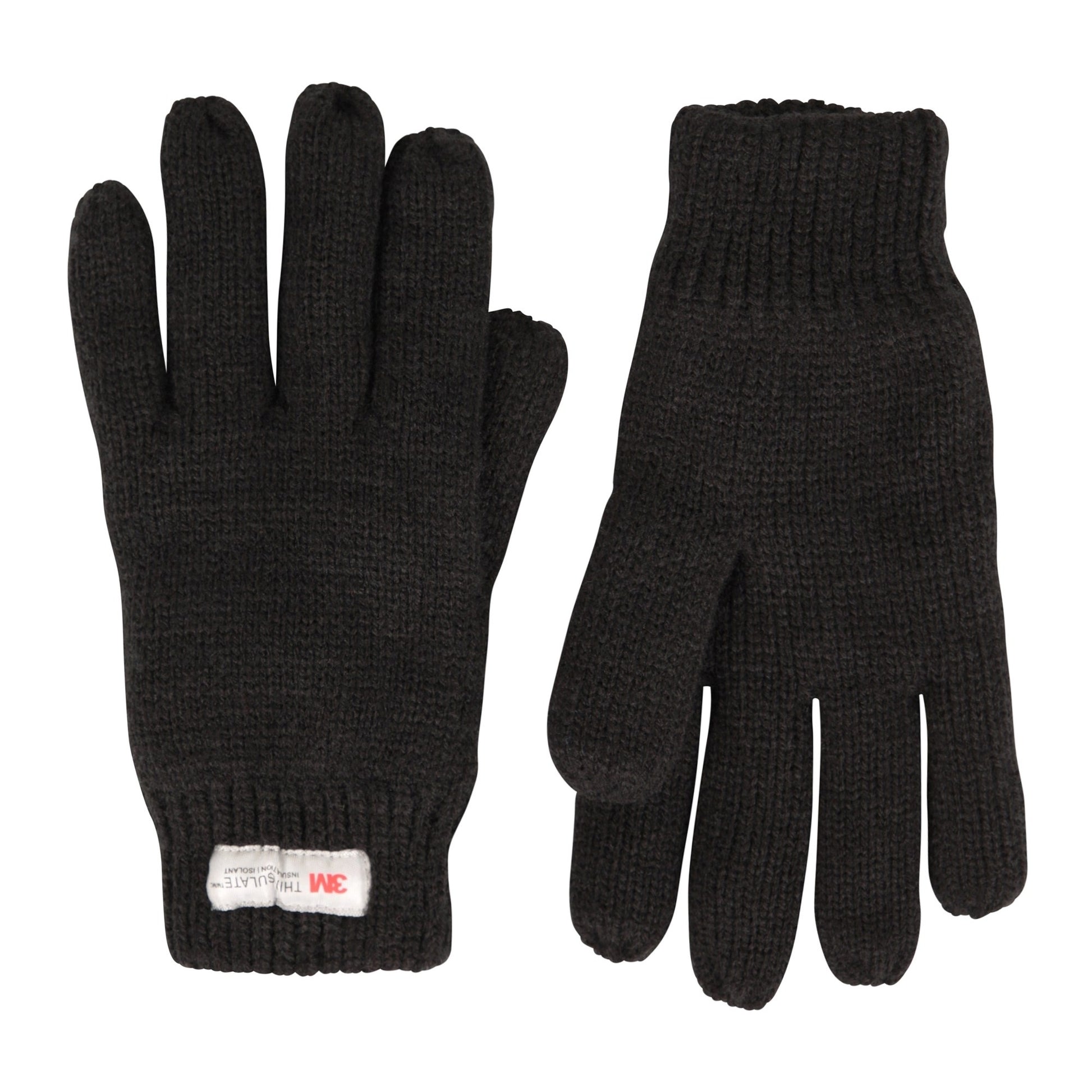 Black - Side - Mountain Warehouse Childrens-Kids Thinsulate Fleece Beanie & Gloves Set