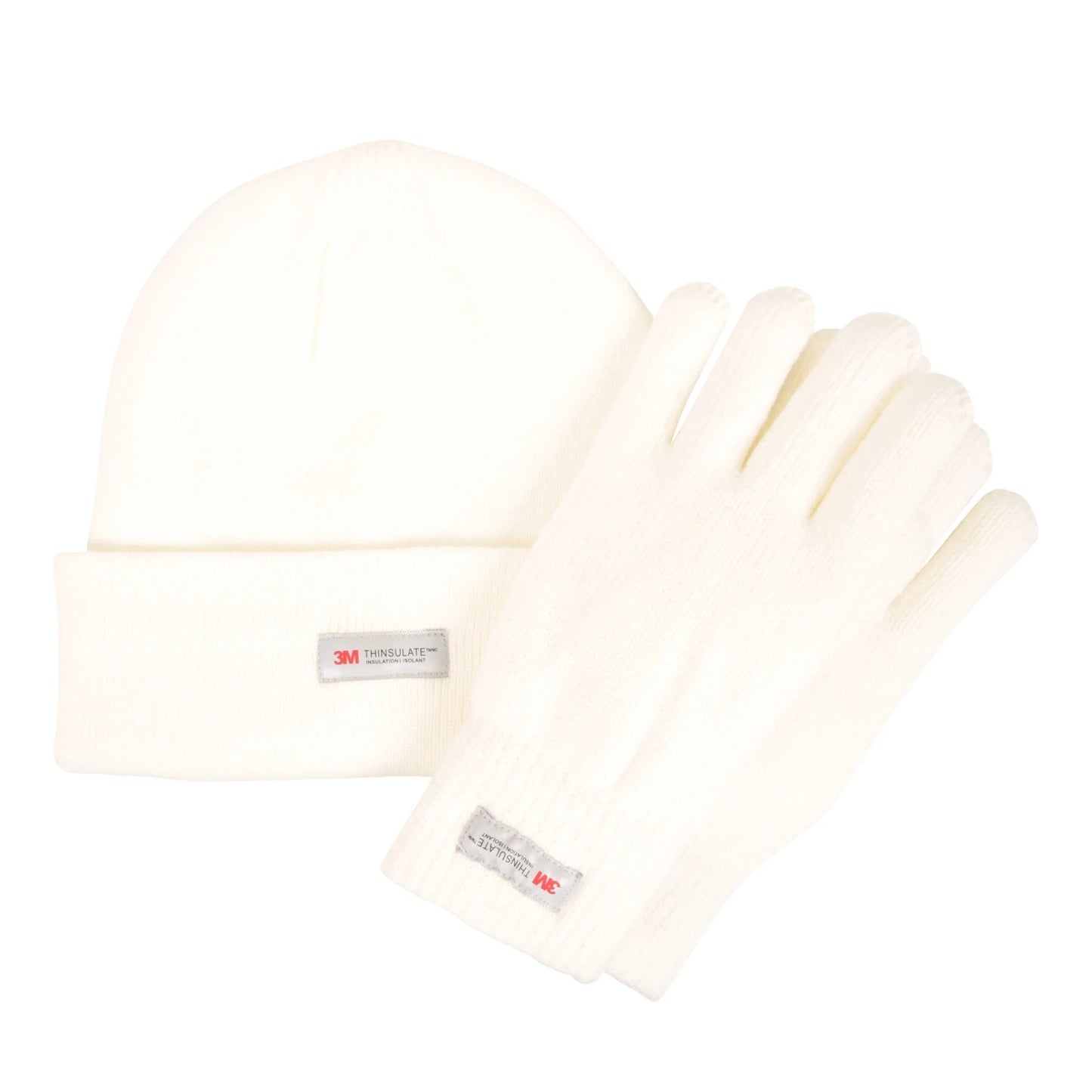 White - Front - Mountain Warehouse Womens-Ladies Thinsulate Fleece Beanie & Gloves Set