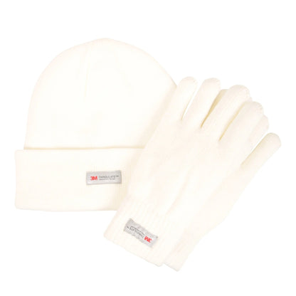 White - Front - Mountain Warehouse Womens-Ladies Thinsulate Fleece Beanie & Gloves Set