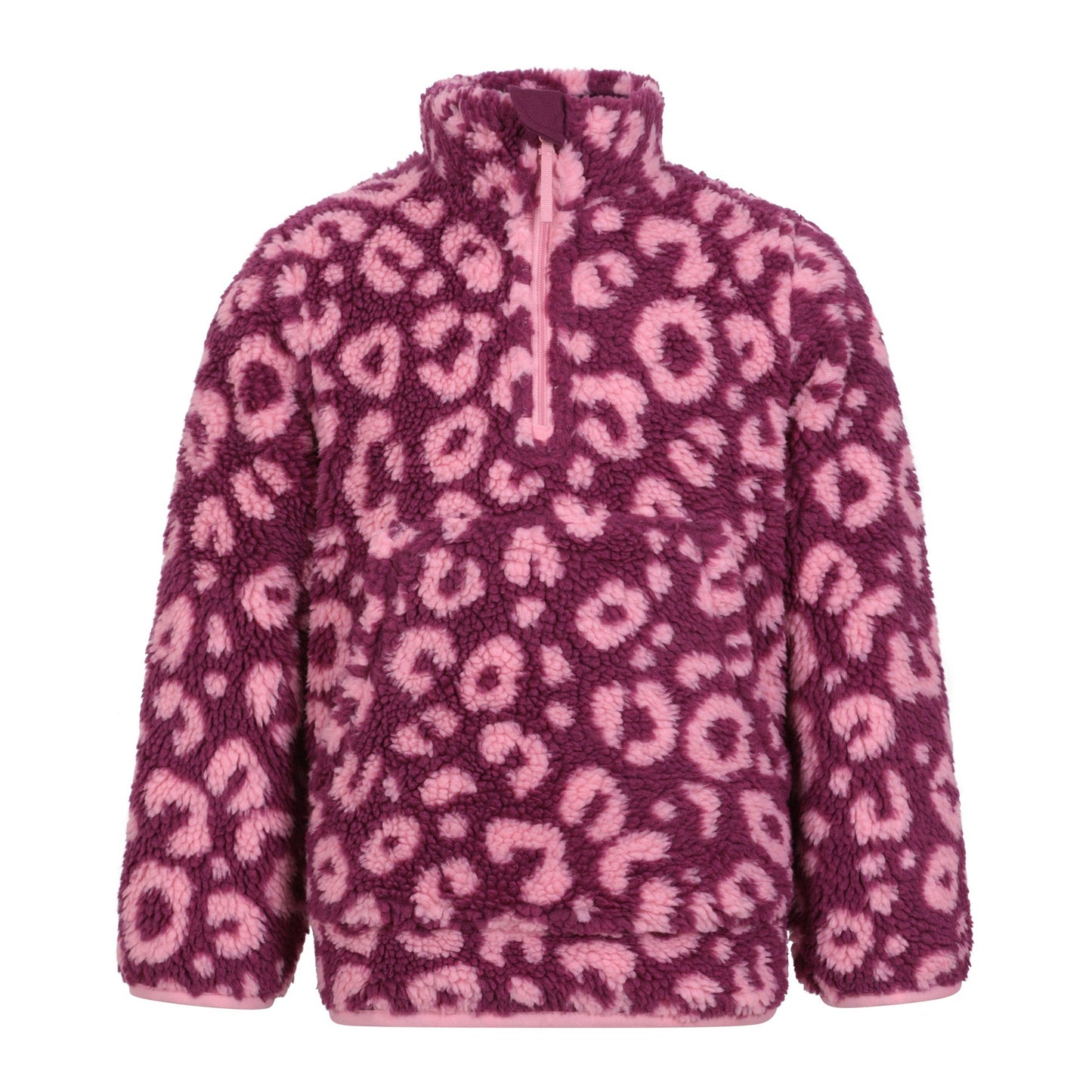Pink - Front - Mountain Warehouse Childrens-Kids Ember Leopard Print Borg Fleece Top