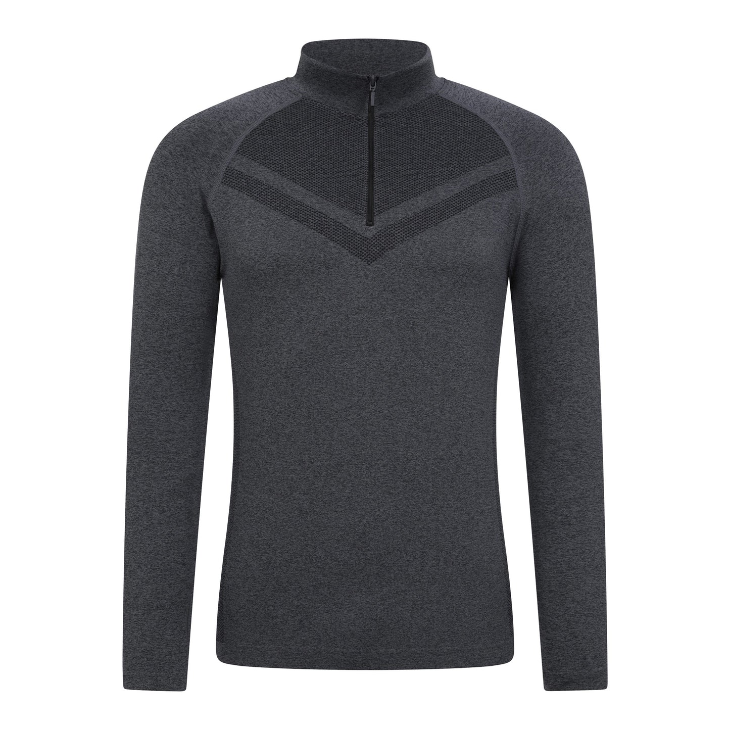 Charcoal - Front - Mountain Warehouse Mens Ventina Seamless Zip Neck Base Layer Top