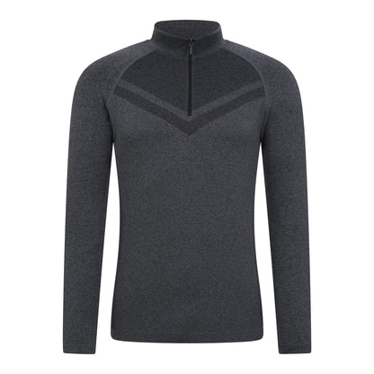 Charcoal - Front - Mountain Warehouse Mens Ventina Seamless Zip Neck Base Layer Top