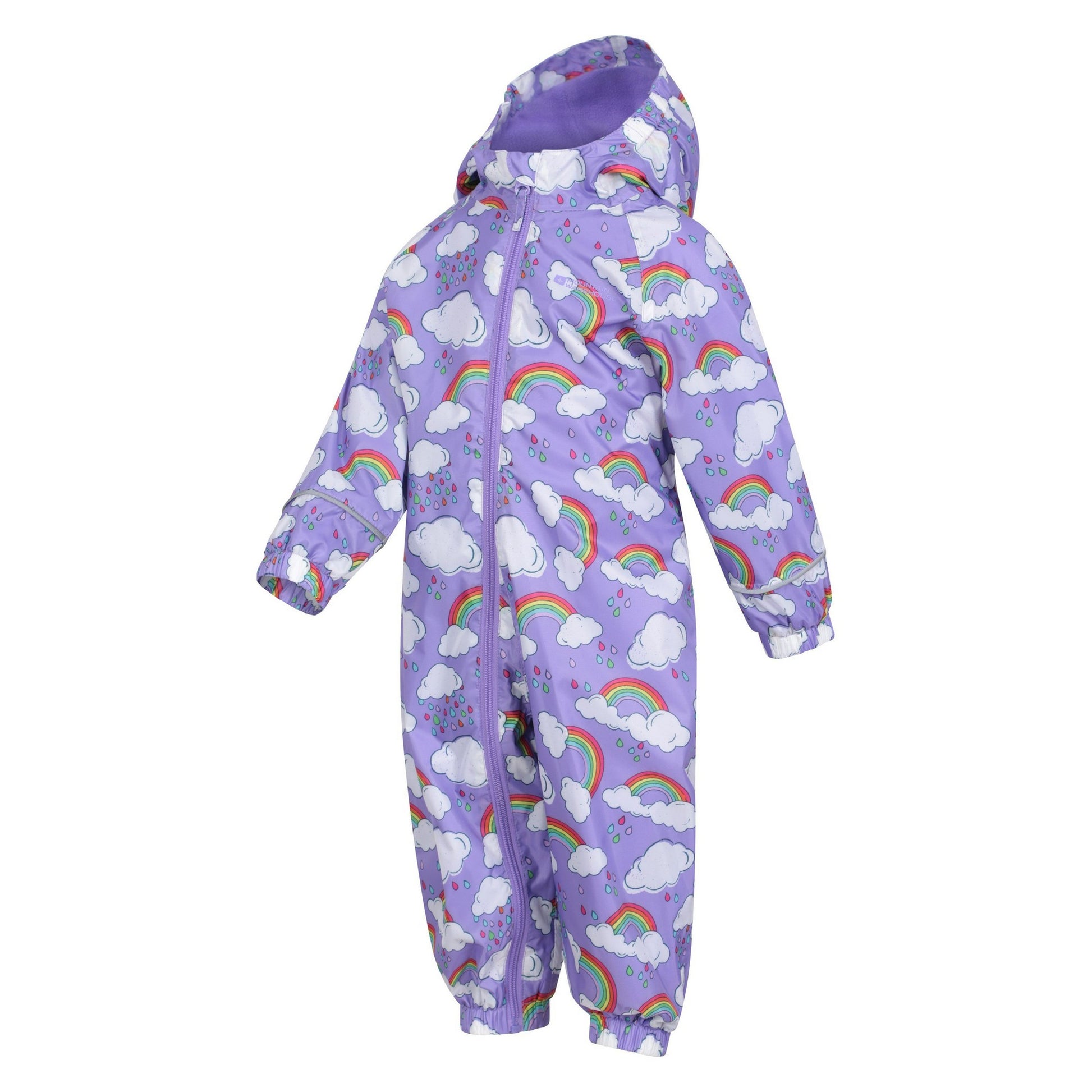 Lilac - Side - Mountain Warehouse Childrens-Kids Spright Rainbow Cloud Waterproof Rain Suit