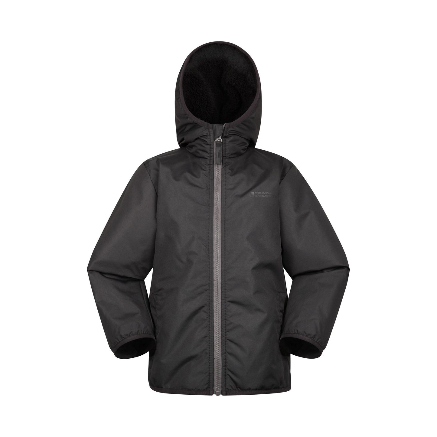 Black - Front - Mountain Warehouse Childrens-Kids Robin Borg Lined Water Resistant Jacket