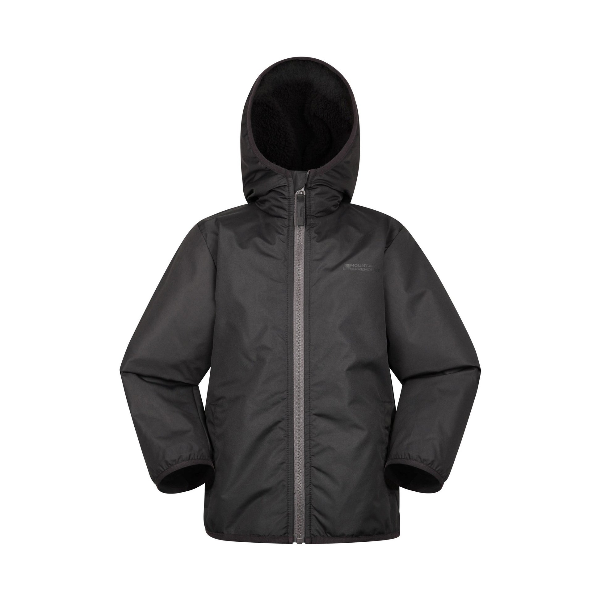 Black - Front - Mountain Warehouse Childrens-Kids Robin Borg Lined Water Resistant Jacket