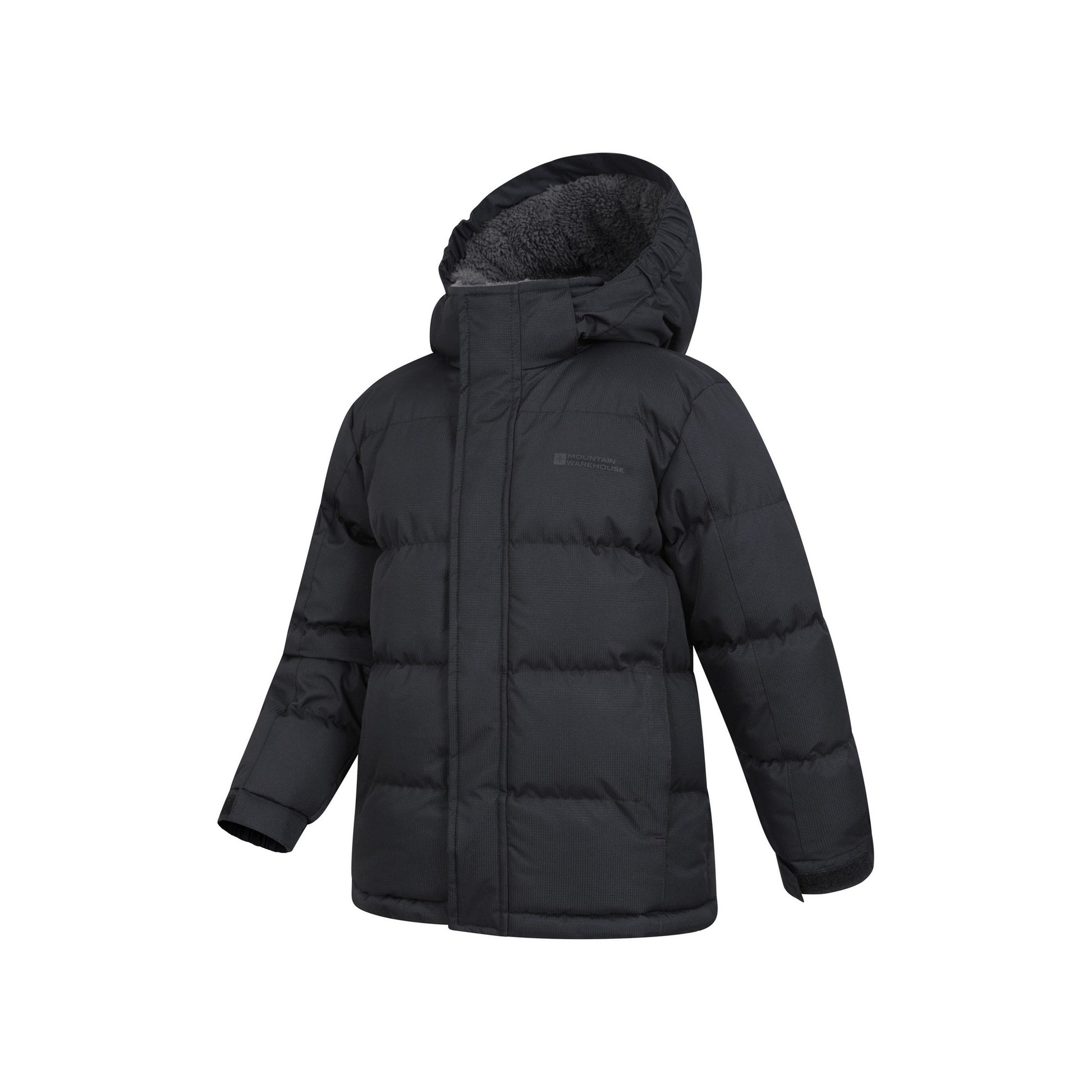 Black - Side - Mountain Warehouse Childrens-Kids Snow Borg Lined Thermal Padded Jacket