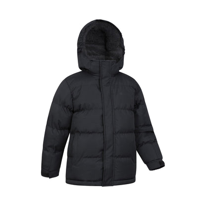 Black - Lifestyle - Mountain Warehouse Childrens-Kids Snow Borg Lined Thermal Padded Jacket