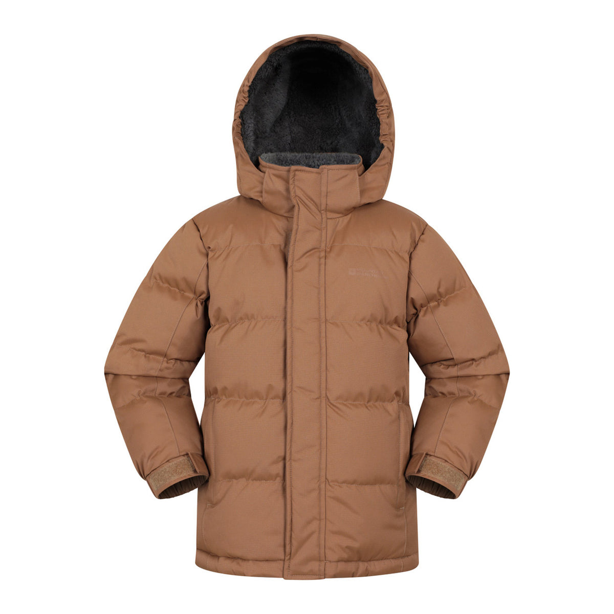Tan - Front - Mountain Warehouse Childrens-Kids Snow Borg Lined Thermal Padded Jacket