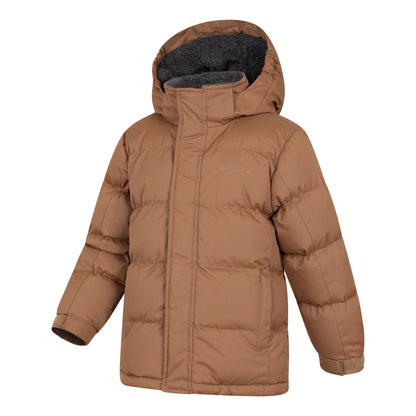 Tan - Lifestyle - Mountain Warehouse Childrens-Kids Snow Borg Lined Thermal Padded Jacket
