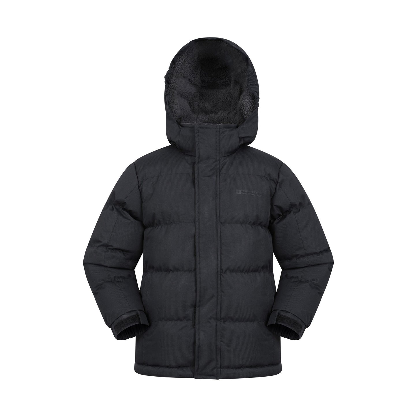 Black - Front - Mountain Warehouse Childrens-Kids Snow Borg Lined Thermal Padded Jacket