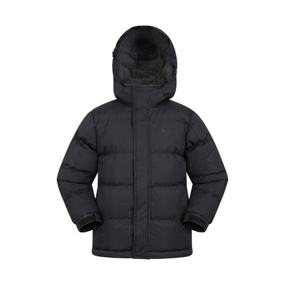 Black - Front - Mountain Warehouse Childrens-Kids Snow Borg Lined Thermal Padded Jacket