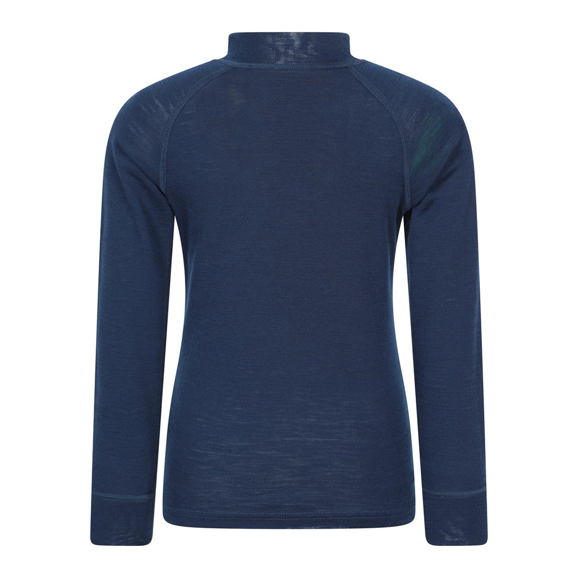 Navy - Back - Mountain Warehouse Childrens-Kids Merino Blend Half Zip Base Layer Top
