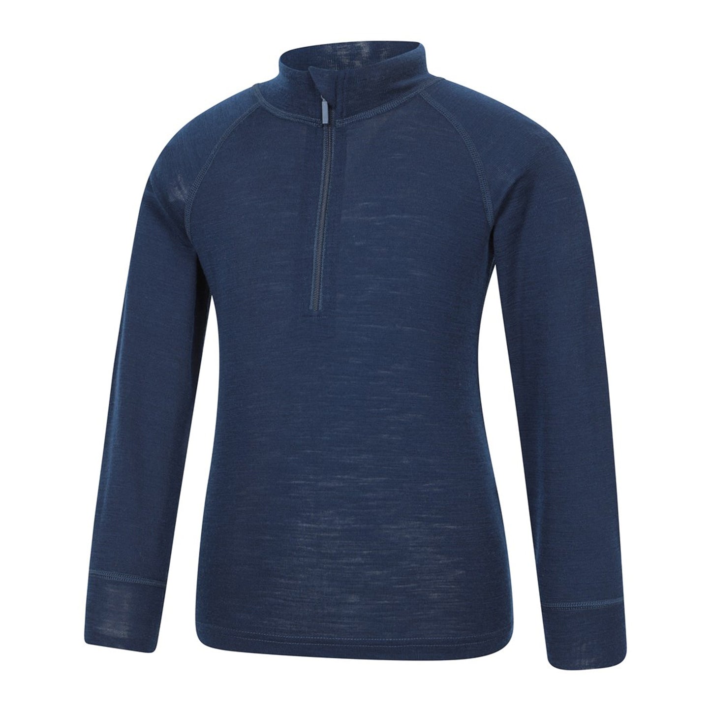 Navy - Side - Mountain Warehouse Childrens-Kids Merino Blend Half Zip Base Layer Top