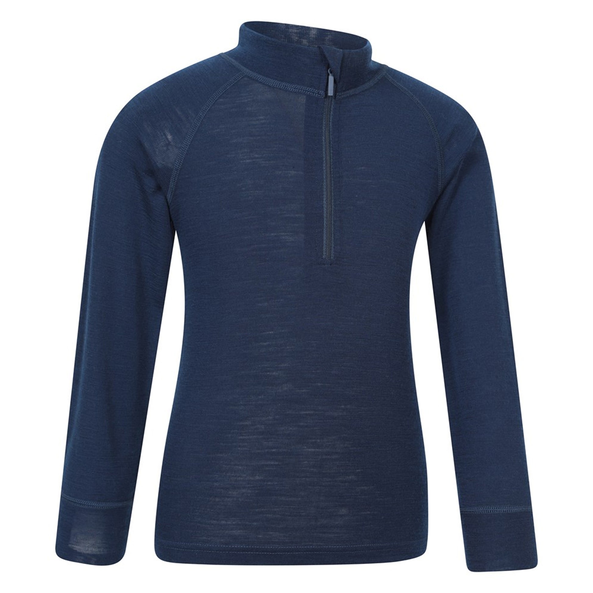 Navy - Lifestyle - Mountain Warehouse Childrens-Kids Merino Blend Half Zip Base Layer Top