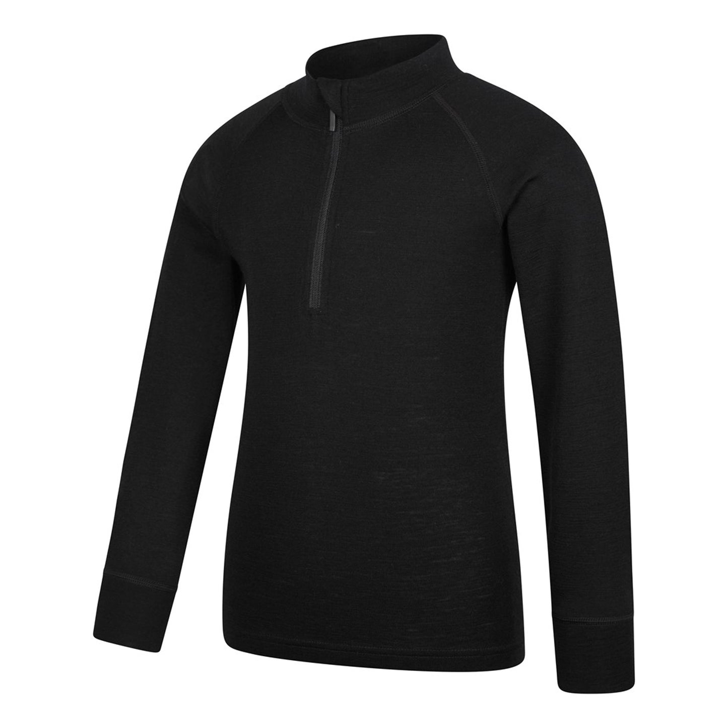 Black - Lifestyle - Mountain Warehouse Childrens-Kids Merino Blend Half Zip Base Layer Top