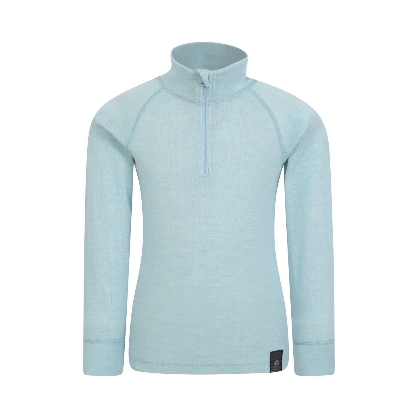 Pale Blue - Front - Mountain Warehouse Childrens-Kids Merino Blend Half Zip Base Layer Top