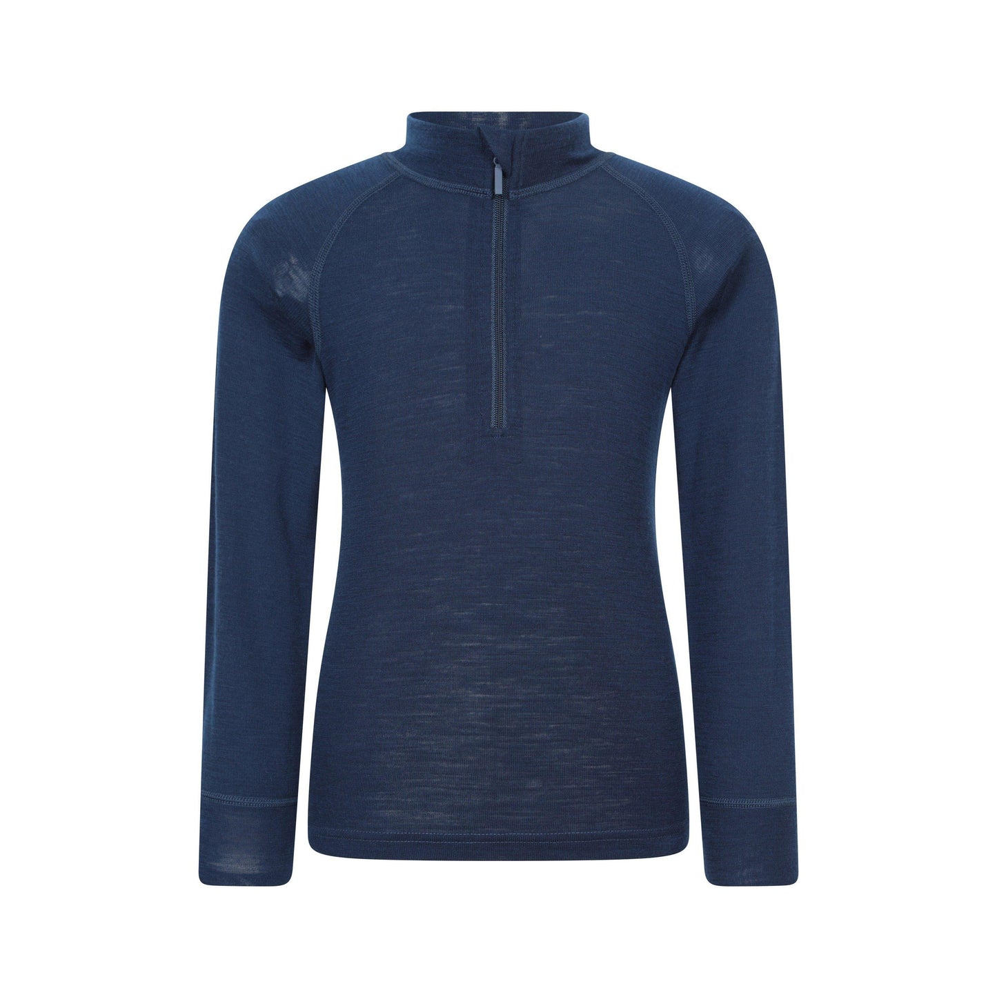 Navy - Front - Mountain Warehouse Childrens-Kids Merino Blend Half Zip Base Layer Top