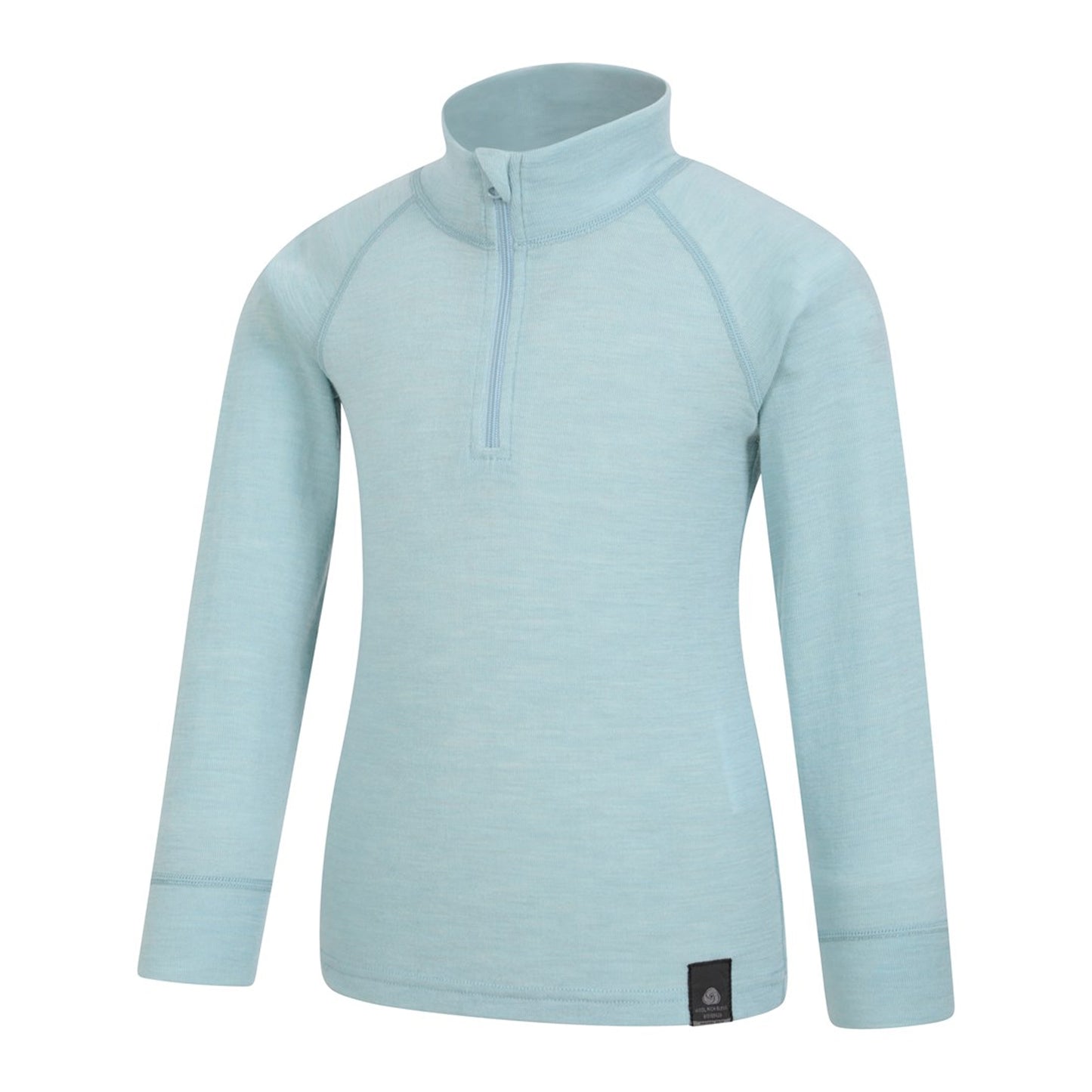 Pale Blue - Side - Mountain Warehouse Childrens-Kids Merino Blend Half Zip Base Layer Top