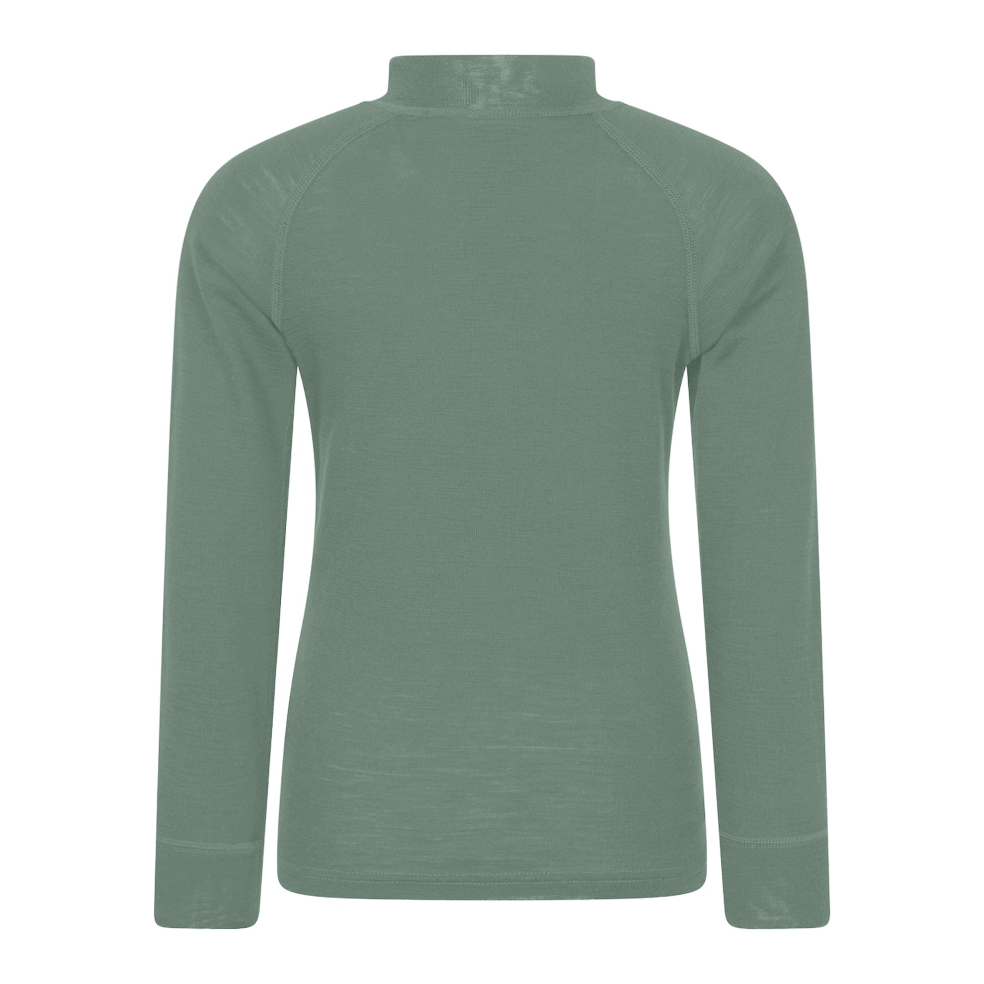 Khaki Green - Back - Mountain Warehouse Childrens-Kids Merino Blend Half Zip Base Layer Top