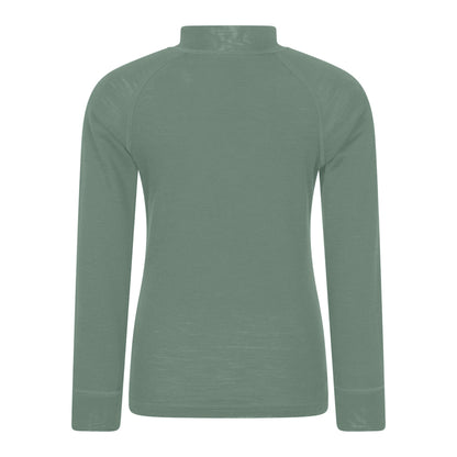 Khaki Green - Back - Mountain Warehouse Childrens-Kids Merino Blend Half Zip Base Layer Top