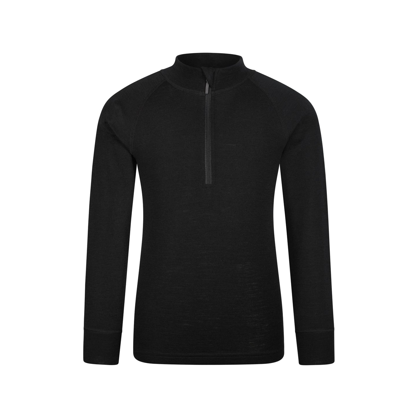Black - Front - Mountain Warehouse Childrens-Kids Merino Blend Half Zip Base Layer Top