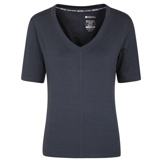 Black - Front - Mountain Warehouse Womens-Ladies Panna V Neck T-Shirt