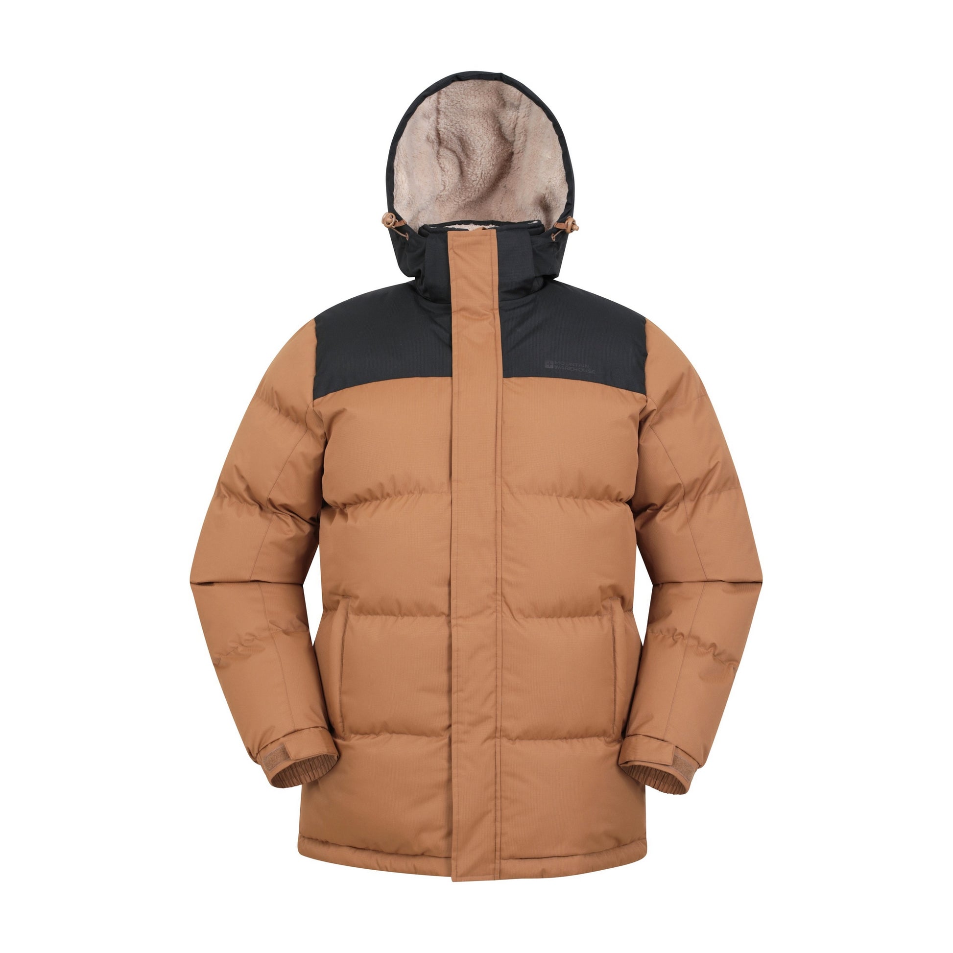 Tan - Front - Mountain Warehouse Mens Snow Borg Lined Padded Jacket