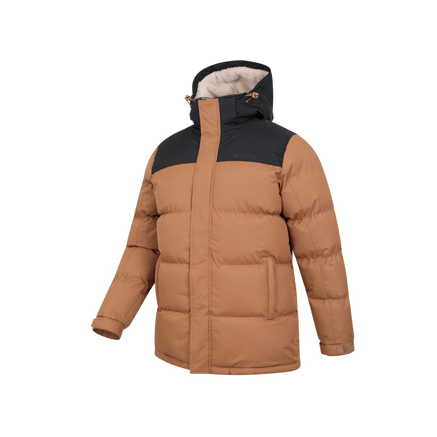 Tan - Side - Mountain Warehouse Mens Snow Borg Lined Padded Jacket