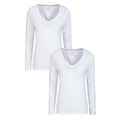 White - Front - Mountain Warehouse Womens-Ladies Eden Organic V Neck Long-Sleeved T-Shirt (Pack of 2)