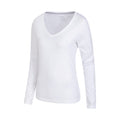 White - Side - Mountain Warehouse Womens-Ladies Eden Organic V Neck Long-Sleeved T-Shirt (Pack of 2)