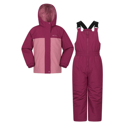 Pink - Side - Mountain Warehouse Childrens-Kids Polar Zone Printed Jacket & Salopettes Set