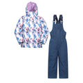 Purple - Side - Mountain Warehouse Childrens-Kids Polar Zone Printed Jacket & Salopettes Set