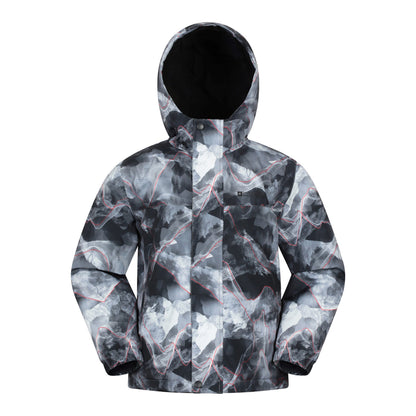 Dark Grey - Front - Mountain Warehouse Childrens-Kids Polar Zone Printed Jacket & Salopettes Set