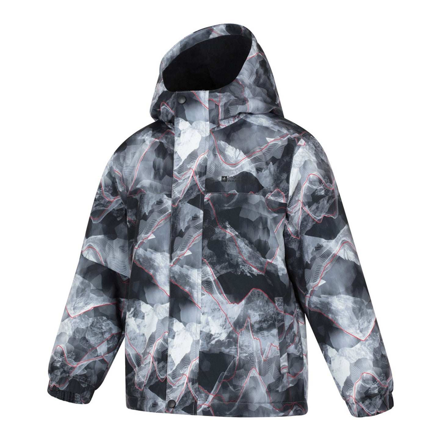 Dark Grey - Pack Shot - Mountain Warehouse Childrens-Kids Polar Zone Printed Jacket & Salopettes Set