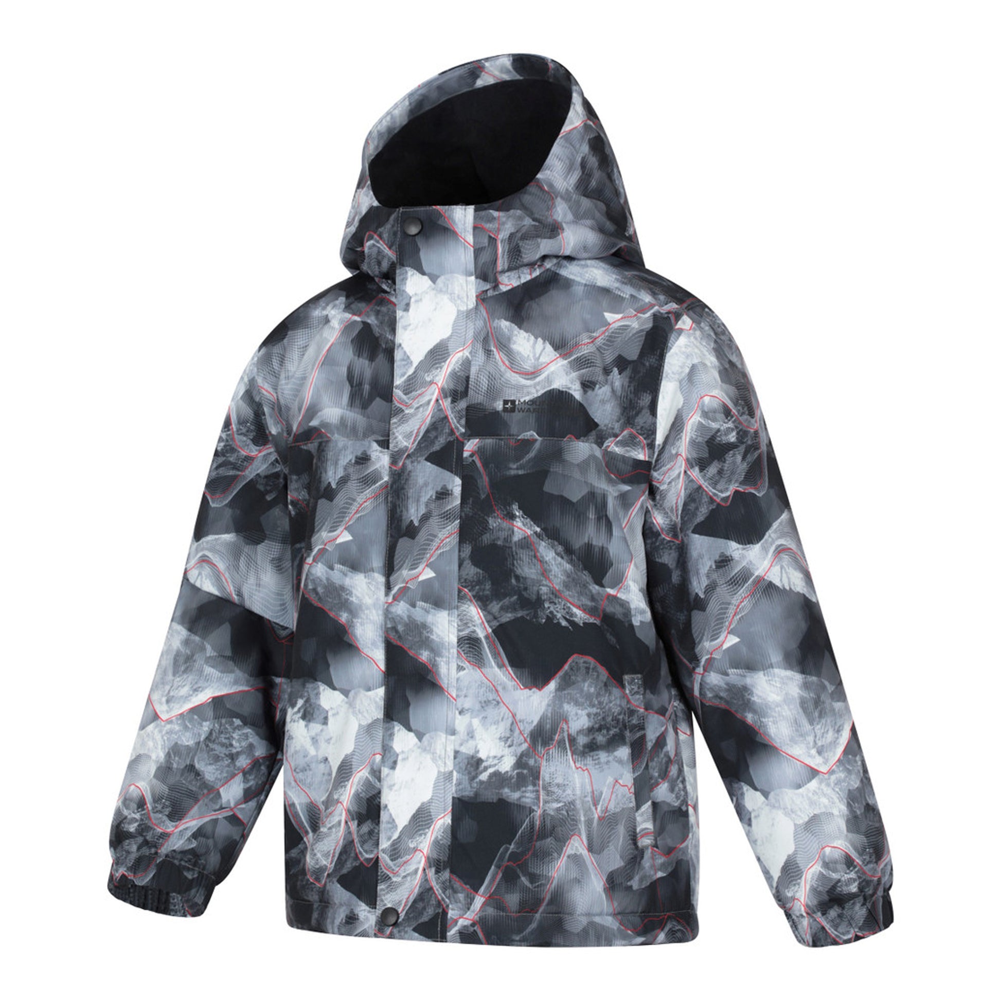 Dark Grey - Pack Shot - Mountain Warehouse Childrens-Kids Polar Zone Printed Jacket & Salopettes Set