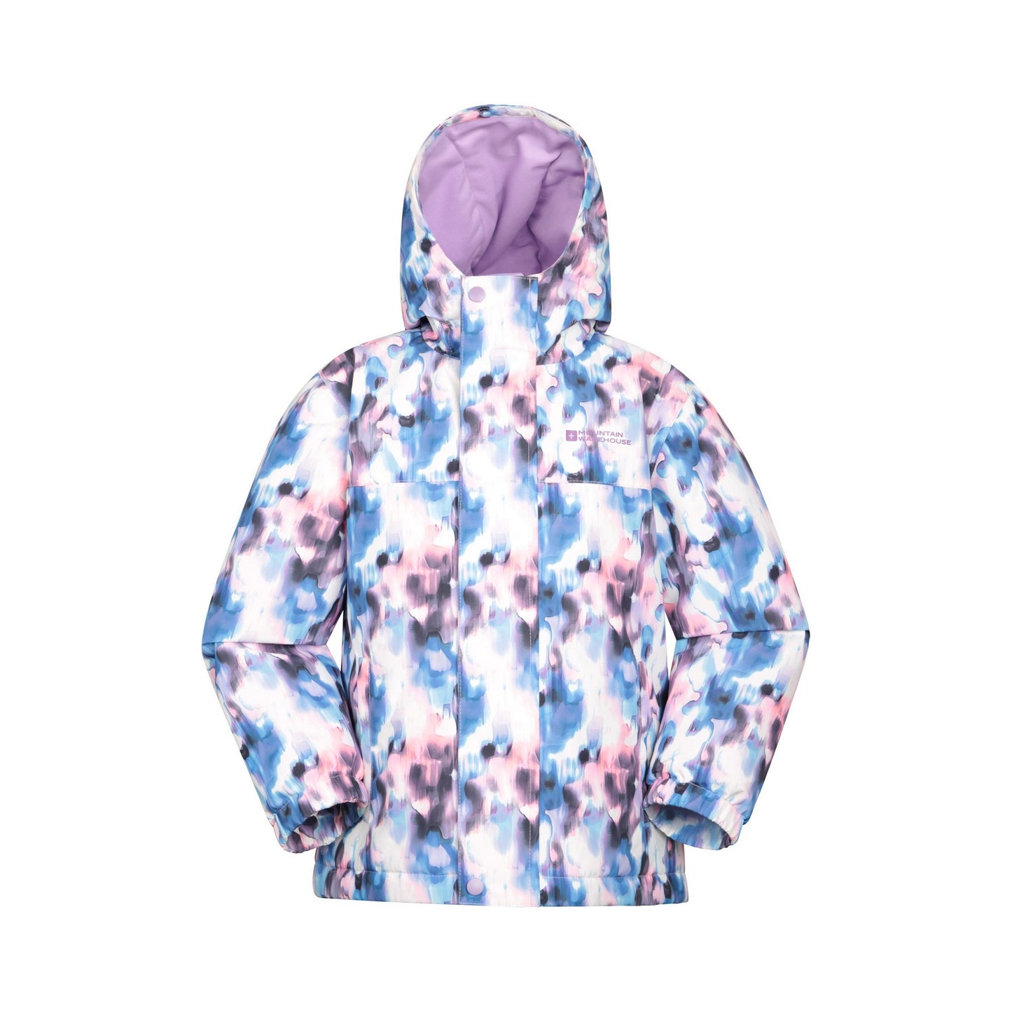 Purple - Front - Mountain Warehouse Childrens-Kids Polar Zone Printed Jacket & Salopettes Set