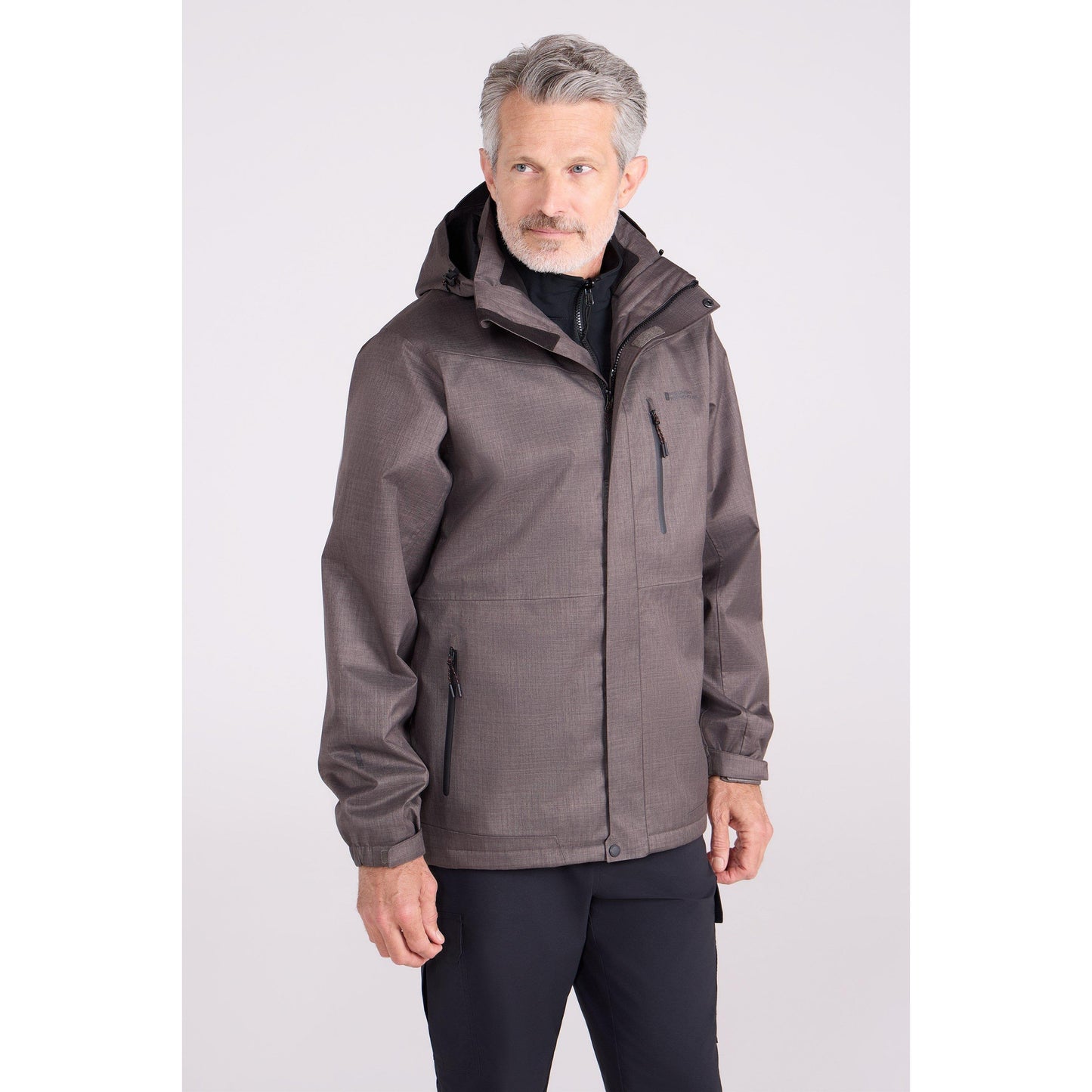 Medium Grey - Front - Mountain Warehouse Mens Bracken Extreme 3 in 1 Waterproof Jacket