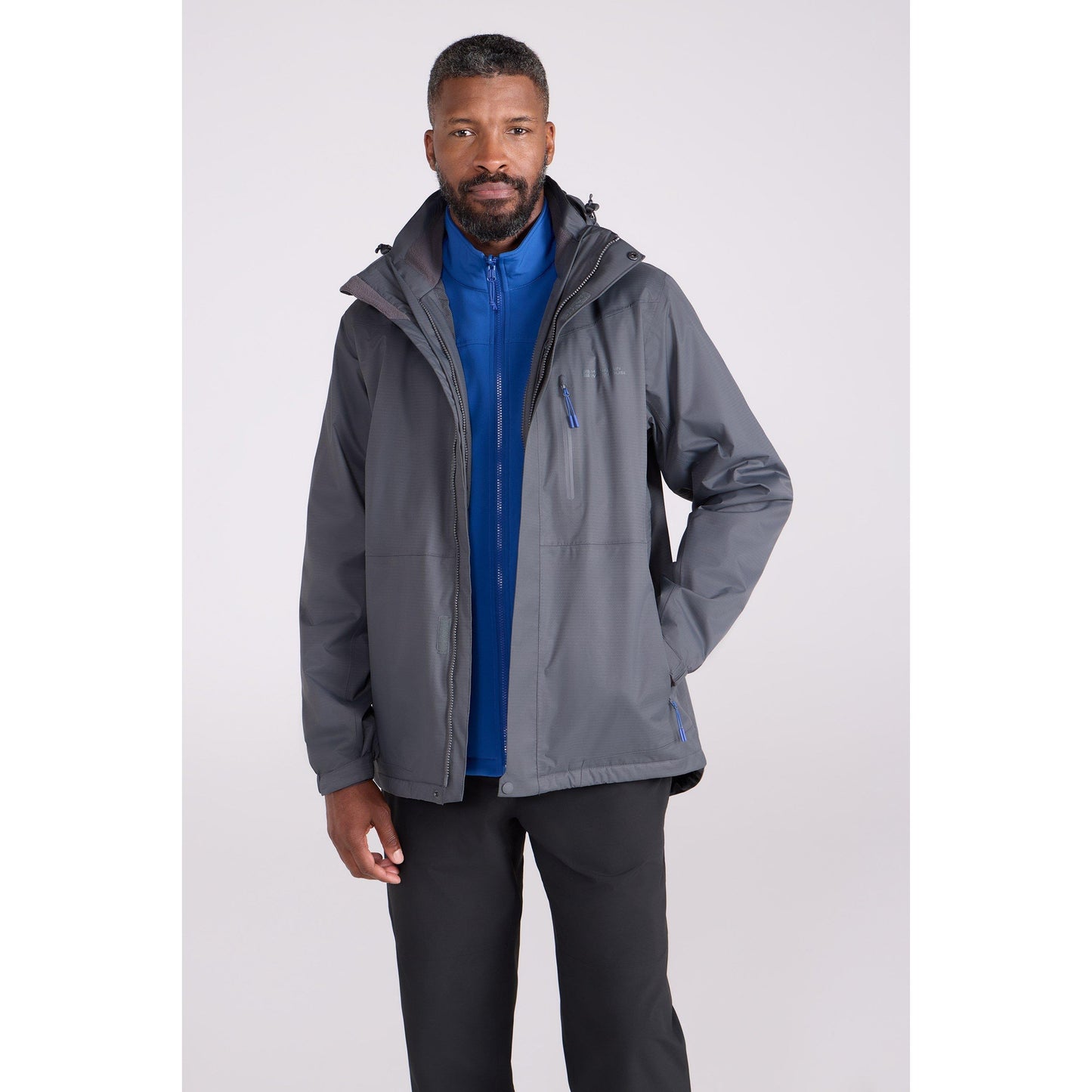 Alloy Grey - Front - Mountain Warehouse Mens Bracken Extreme 3 in 1 Waterproof Jacket