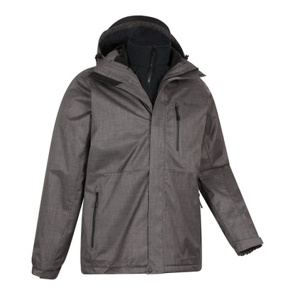 Medium Grey - Side - Mountain Warehouse Mens Bracken Extreme 3 in 1 Waterproof Jacket