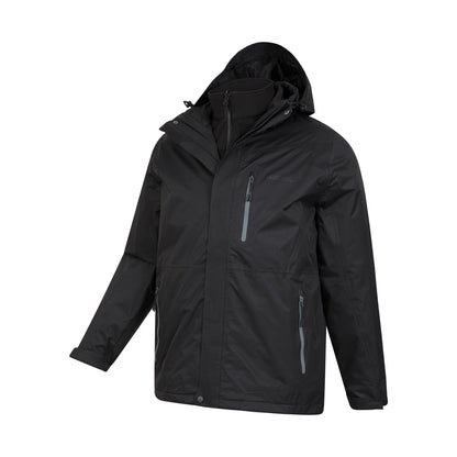 Black - Side - Mountain Warehouse Mens Bracken Extreme 3 in 1 Waterproof Jacket