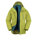 Bright Green - Front - Mountain Warehouse Mens Bracken Extreme 3 in 1 Waterproof Jacket
