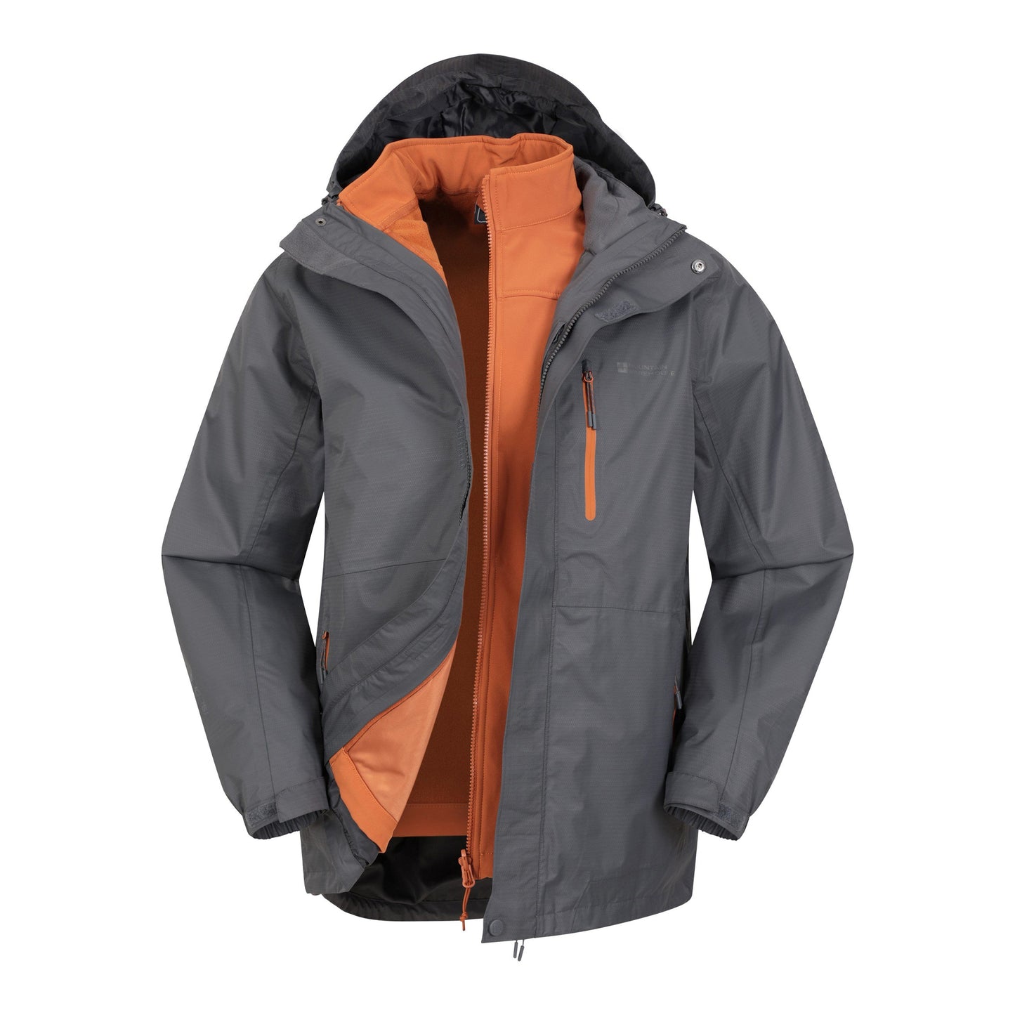 Charcoal - Front - Mountain Warehouse Mens Bracken Extreme 3 in 1 Waterproof Jacket
