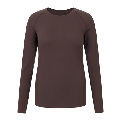 Brown - Front - Mountain Warehouse Womens-Ladies Carmel Ribbed Seamless Thermal Top