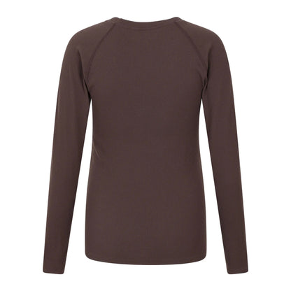 Brown - Back - Mountain Warehouse Womens-Ladies Carmel Ribbed Seamless Thermal Top