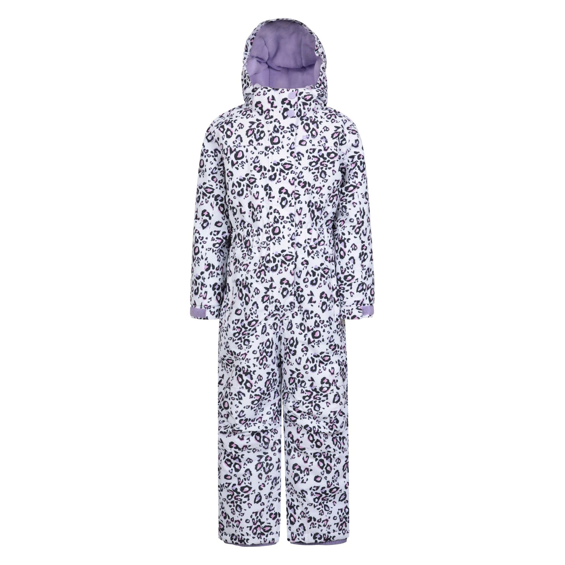 Lilac - Front - Mountain Warehouse Childrens-Kids Cloud Leopard Print Snowsuit