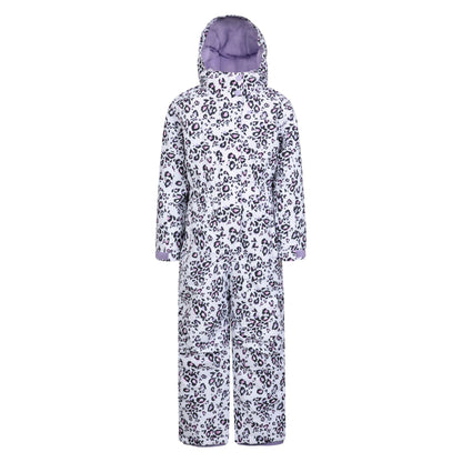 Lilac - Front - Mountain Warehouse Childrens-Kids Cloud Leopard Print Snowsuit