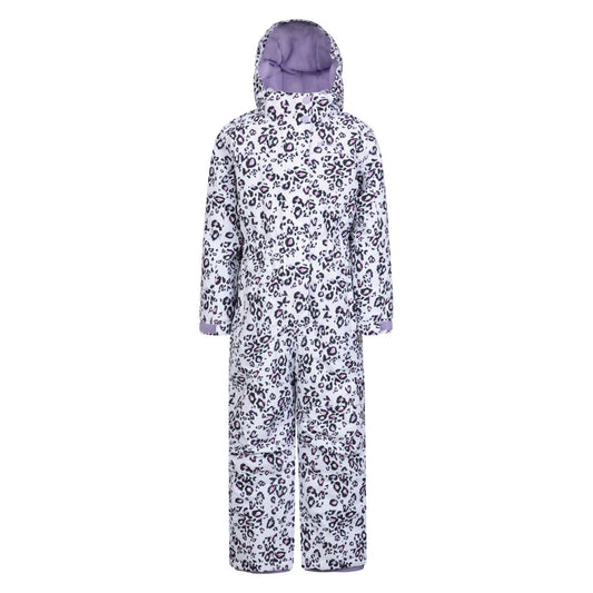 Lilac - Front - Mountain Warehouse Childrens-Kids Cloud Leopard Print Snowsuit