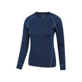 Navy - Side - Mountain Warehouse Womens-Ladies Asgard Merino Wool Long-Sleeved Thermal Top