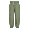 Khaki Green - Front - Mountain Warehouse Childrens-Kids Ridgeway Jersey Lined Parachute Pants